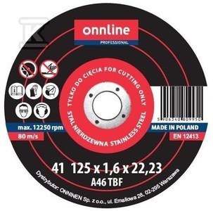 Tarcza do cięcia stali nierdzewnej ONNLINE 125 mm