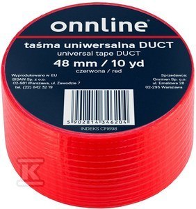 Taśma ONNLINE do otulin DUCT 48mm/10YD czerwona Taśma ONNLINE do otulin DUCT 48mm/10YD czerwona