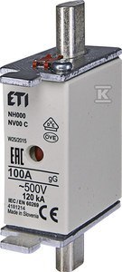 ETI Wkładka topikowa przemysłowa zwłoczna NH000 gG 125A/500V KOMBI