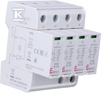 ETI Modułowy ogranicznik przepięć ML T123 300/12,5 4+0 ETI Modułowy ogranicznik przepięć ML T123 300/12,5 4+0