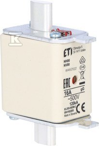 ETI Wkładka topikowa przemysłowa zwłoczna KOMBI NH00 GG 16A/500V ETI Wkładka topikowa przemysłowa zwłoczna KOMBI NH00 GG 16A/500V
