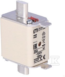 ETI Wkładka topikowa przemysłowa zwłoczna KOMBI NH00 gG 25A/500V ETI Wkładka topikowa przemysłowa zwłoczna KOMBI NH00 gG 25A/500V