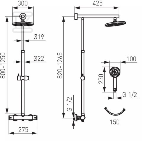 Bateriotherm Zestaw prysznicowy Trevi TRV7U Bateriotherm Zestaw prysznicowy Trevi TRV7U