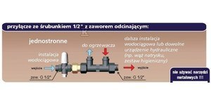 Jednośrubowe ciśnieniowe przyłącze do instalacji wodnej Jednośrubowe ciśnieniowe przyłącze do instalacji wodnej
