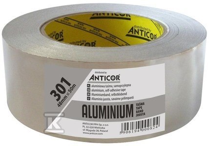 Taśma Aluminiowa 301 do 120°C 48mm x 50m Taśma Aluminiowa 301 do 120°C 48mm x 50m