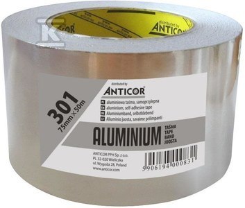 Taśma aluminiowa wysokotemperaturowa 75mmx50m Taśma aluminiowa wysokotemperaturowa 75mmx50m