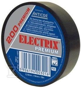 Izolacyjna Taśma Premium Electrix 200 Czarna Izolacyjna Taśma Premium Electrix 200 Czarna