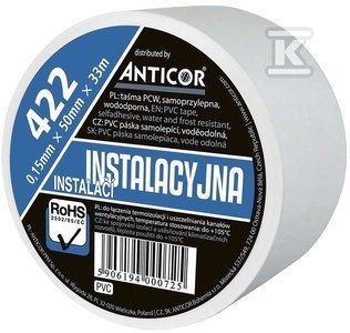 Taśma PVC Szara 30mm x 33m Instalacyjna Taśma PVC Szara 30mm x 33m Instalacyjna
