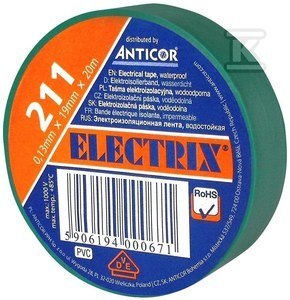 Taśma Izolacyjna Zielona 19x20 mm Electric 211P Taśma Izolacyjna Zielona 19x20 mm Electric 211P