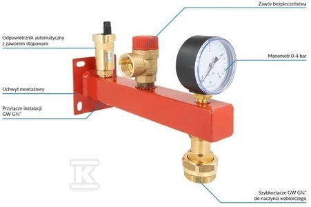 Zestaw Bezpieczeństwa C.O. 3/4" Szybkozłączny Zestaw Bezpieczeństwa C.O. 3/4" Szybkozłączny