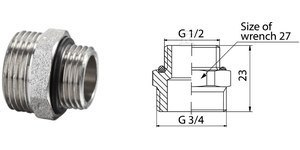 Adapter Niklowany G1/2" do G3/4" Adapter Niklowany G1/2" do G3/4"