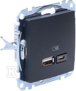 GN USB 2,4A Antracytowy Hub Sedna