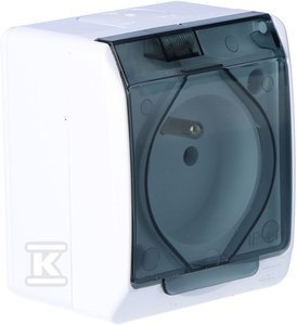 Hermes Biały Gniazdo Z Dymnym Klapą IP44 Hermes Biały Gniazdo Z Dymnym Klapą IP44