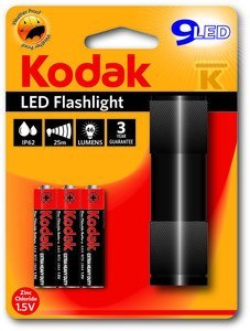 Latarka 9LED z 3 bateriami R3 Czarna Latarka 9LED z 3 bateriami R3 Czarna