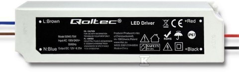 Zasilacz LED 75W 12V Impulsowy 6.25A Zasilacz LED 75W 12V Impulsowy 6.25A